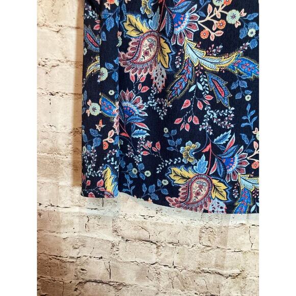 Rachel Roy Label Top Womens Large Navy Blue Floral Flutter Ruffle Sleeves Career - Picture 2 of 15